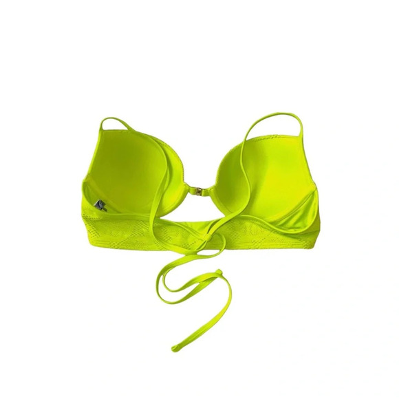 aerie Perkier Push-up Lime Green Crochet Strappy Back Bikini Top 34B Women’s - Picture 5 of 9